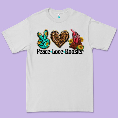 Peace Love Rooster Premium Tee Designed By Barkaloodesign