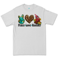 Dove Grey peace love rooster Premium Tee - BarkalooDesign