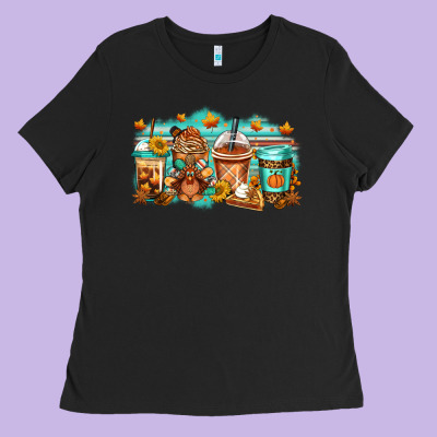 Thanksgiving Coffee Ladies Tee Designed By Jasminsmagicworld