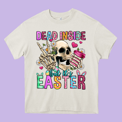 Dead Inside But It's Easter Heavy Core Tee Designed By Jasminsmagicworld