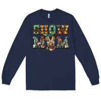 Navy show mom brown calf Long Sleeve Tee - BarkalooDesign