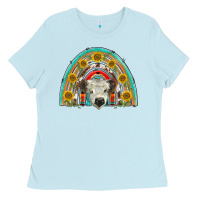 Baby Blue scottish white calf  rainbow Ladies Tee - BarkalooDesign