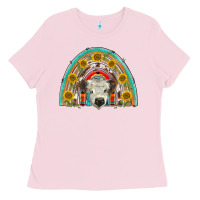 Bubblegum Pink scottish white calf  rainbow Ladies Tee - BarkalooDesign