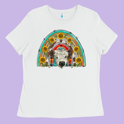 Scottish White Calf  Rainbow Ladies Tee Designed By Barkaloodesign