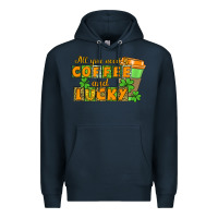 Navy All you need is coffee and lucky Premium Hoodie - CowGirlArtShop