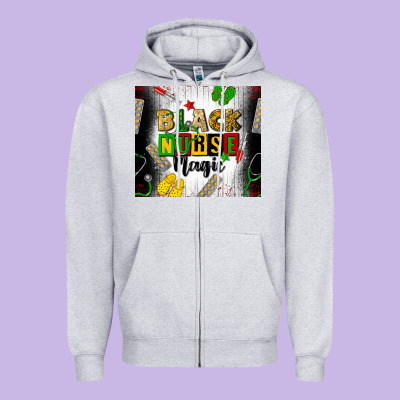 Black Nurse Magic Zipper Hoodie Designed By Cowgirlartshop