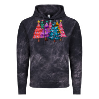 Cloud Black christmas trees and lights Vintage Hoodie - MaliasSmallBusiness