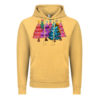 Vintage Mustard christmas trees and lights Vintage Hoodie - MaliasSmallBusiness