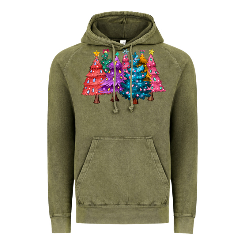 Christmas Trees And Lights Vintage Hoodie by MaliasSmallBusiness | Teevron