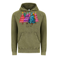 Vintage Olive christmas trees and lights Vintage Hoodie - MaliasSmallBusiness