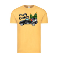 Vintage Mustard merry christmas truck Vintage Tee - MaliasSmallBusiness