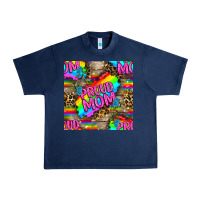 Navy Pride LGBTQ+ Proud Mom With Leoapard Patterns Urban Heavy Tee - BundleAndBundleShop