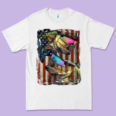 American Flag With Bass Fish Premium Tee Designed By Lillyallendesigns