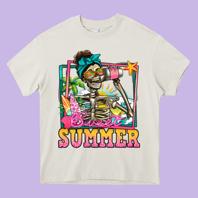 Sweet Summer Skeleton Heavy Core Tee Designed By Jasminsmagicworld