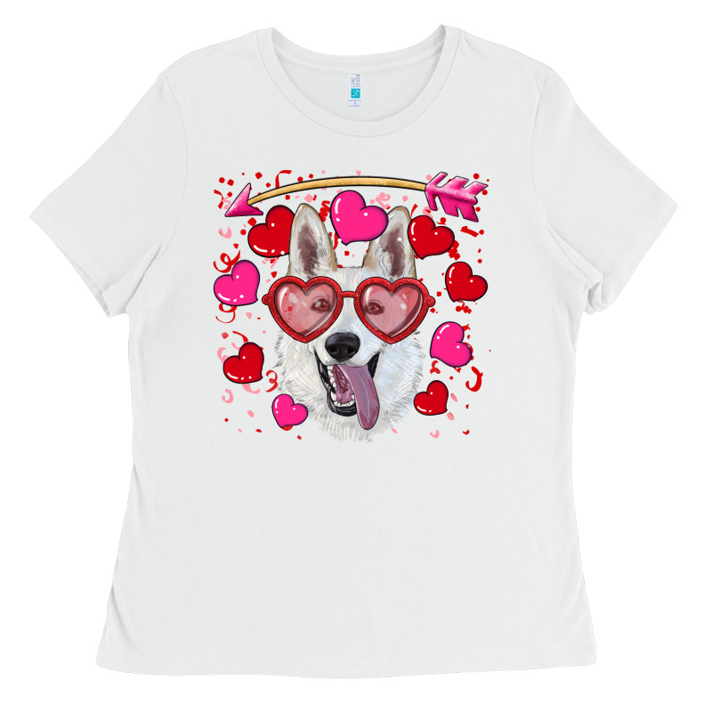 Valentine's Day  White Shepherd Ladies Tee by RanaPortraitStore | Teevron