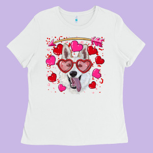 Valentine's Day  White Shepherd Ladies Tee Designed By Ranaportraitstore