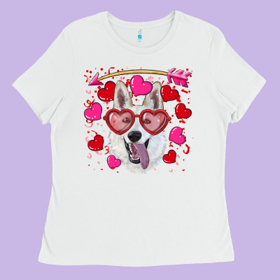 Valentine's Day  White Shepherd Ladies Tee Designed By Ranaportraitstore