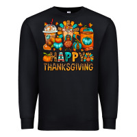 Black Happy Thanksgiving Coffee Cups Premium Sweatshirt - FaDigitalArtStudio