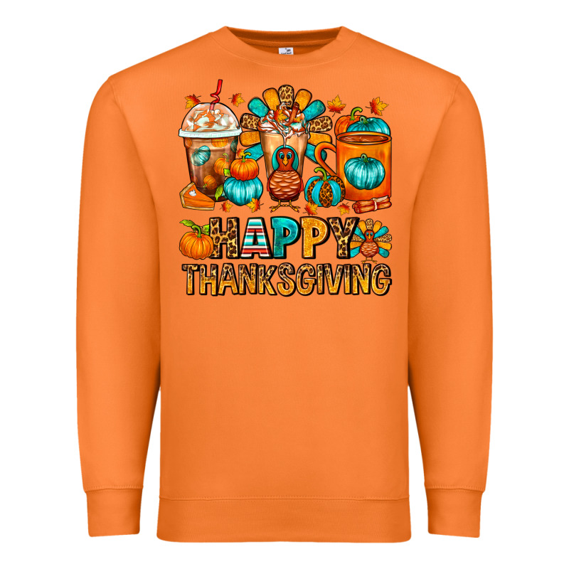 Happy Thanksgiving Coffee Cups Premium Sweatshirt by FaDigitalArtStudio | Teevron