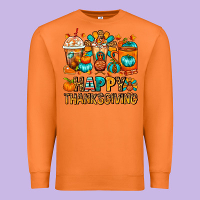 Happy Thanksgiving Coffee Cups Premium Sweatshirt Designed By Fadigitalartstudio