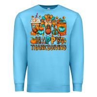 Ocean Blue Happy Thanksgiving Coffee Cups Premium Sweatshirt - FaDigitalArtStudio