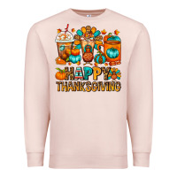 Pale Pink Happy Thanksgiving Coffee Cups Premium Sweatshirt - FaDigitalArtStudio