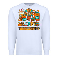 White Happy Thanksgiving Coffee Cups Premium Sweatshirt - FaDigitalArtStudio