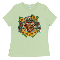 Matcha scottish calf sunflowers rainbow Ladies Tee - BarkalooDesign
