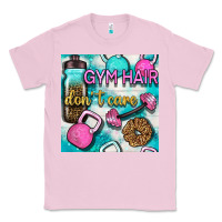 Bubblegum Pink gym hair don't care clasp and water bottle with glitter seamless patte Classic Tee - BundleAndBundleShop