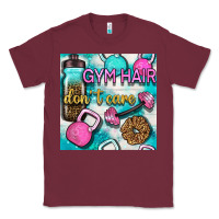 Burgundy gym hair don't care clasp and water bottle with glitter seamless patte Classic Tee - BundleAndBundleShop
