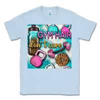 Dusty Blue gym hair don't care clasp and water bottle with glitter seamless patte Classic Tee - BundleAndBundleShop