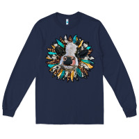 Navy baby cow with sunflower Long Sleeve Tee - RanaPortraitStore