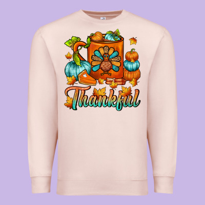 Thankful Thanksgiving Coffee Mug Premium Sweatshirt Designed By Fadigitalartstudio