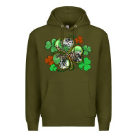 Army Green St. Patrick's Day shamrock leopard and cowhide Premium Hoodie - CowGirlArtShop