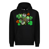 Black St. Patrick's Day shamrock leopard and cowhide Premium Hoodie - CowGirlArtShop