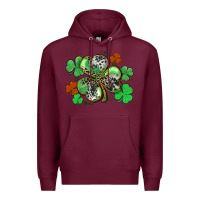 Burgundy St. Patrick's Day shamrock leopard and cowhide Premium Hoodie - CowGirlArtShop