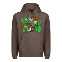 Coffee St. Patrick's Day shamrock leopard and cowhide Premium Hoodie - CowGirlArtShop