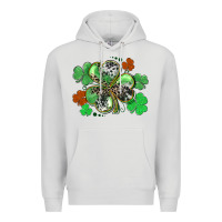 Dove Grey St. Patrick's Day shamrock leopard and cowhide Premium Hoodie - CowGirlArtShop