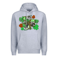 Heather Grey St. Patrick's Day shamrock leopard and cowhide Premium Hoodie - CowGirlArtShop