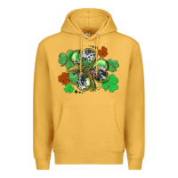 Mustard St. Patrick's Day shamrock leopard and cowhide Premium Hoodie - CowGirlArtShop