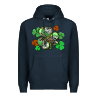 Navy St. Patrick's Day shamrock leopard and cowhide Premium Hoodie - CowGirlArtShop