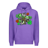 Purple St. Patrick's Day shamrock leopard and cowhide Premium Hoodie - CowGirlArtShop