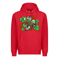 Red St. Patrick's Day shamrock leopard and cowhide Premium Hoodie - CowGirlArtShop