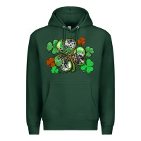 Sports Green St. Patrick's Day shamrock leopard and cowhide Premium Hoodie - CowGirlArtShop