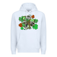 White St. Patrick's Day shamrock leopard and cowhide Premium Hoodie - CowGirlArtShop