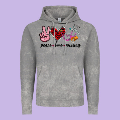 Peace Love Nursing Vintage Hoodie Designed By Jasminsmagicworld