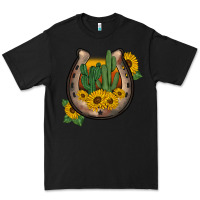 Black western horseshoe sunflower cactus Premium Tee - BarkalooDesign