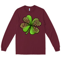 Burgundy leopard shamrock Long Sleeve Tee - Jasminsmagicworld