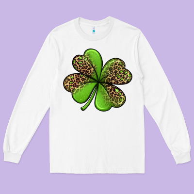 Leopard Shamrock Long Sleeve Tee Designed By Jasminsmagicworld