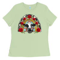 Matcha black and white baby cow floral rose rainbow Ladies Tee - BarkalooDesign